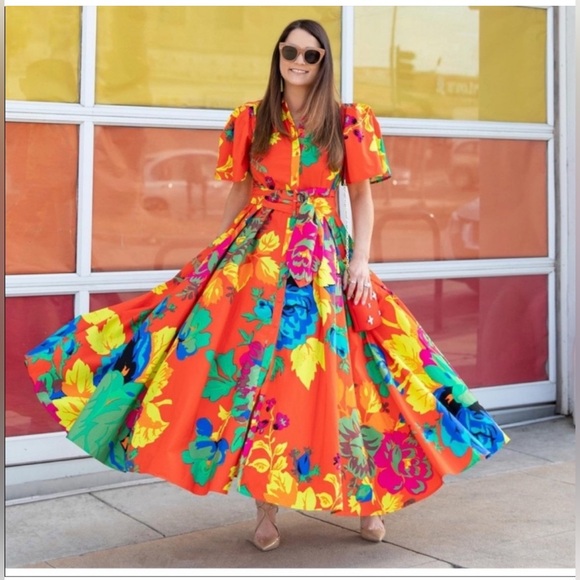 Christopher John Rogers X Target Maxi Floral Puff Sleeve Shirtdress Size 0 - Picture 3 of 12